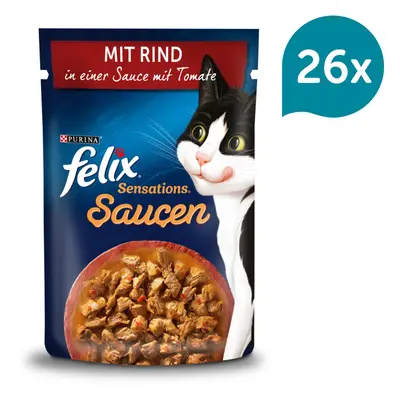 FELIX Sensations hovězí maso s rajčaty v omáčce 26 × 85 g