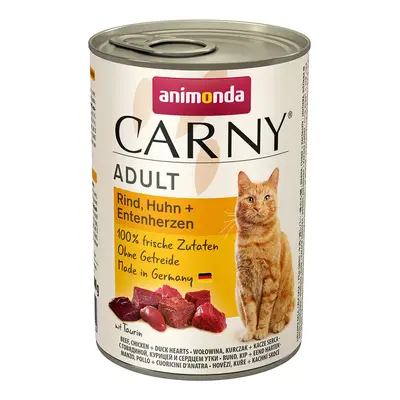 Animonda Carny Adult hovězí maso, kuřecí maso a kachní srdce 24x400g