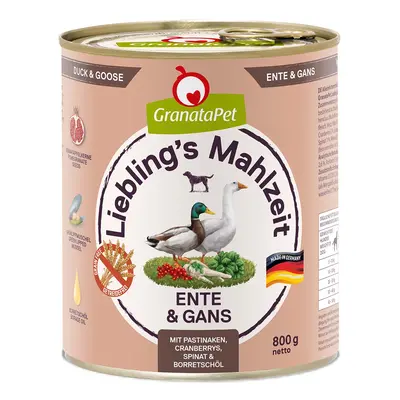 GranataPet Liebling‘s Mahlzeit s kachnou a husou 6 × 800 g