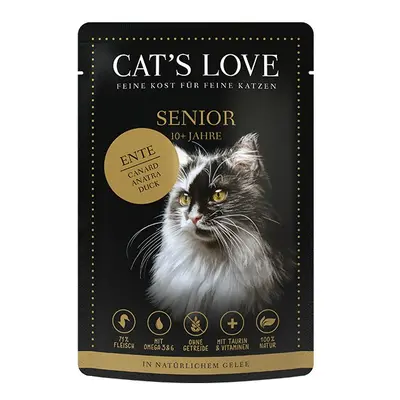 Cat's Love Senior, mokré krmivo s kachní příchutí 12 × 85 g