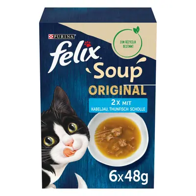 FELIX Soup výběr z vody s treskou, tuňákem a platýsem 6 × 48 g