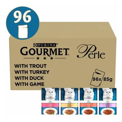 GOURMET Perle vybrané proužky mix s pstruhem, krocanem, kachnou a zvěřinou, 96 × 85 g