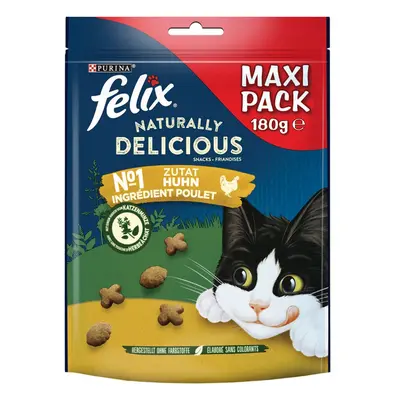 FELIX Naturally Delicious pamlsek pro kočky s kuřecím masem a šantou kočičí 180 g