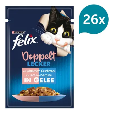 FELIX Chutná tak dobře, jak vypadá Doppelt Lecker v želé sardinky a losos 26 × 85 g