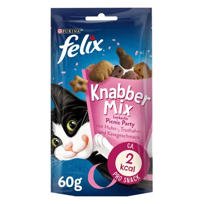 FELIX KnabberMix Picnic Party s kuřecí, sýrovou a krocaní příchutí 8 × 60 g