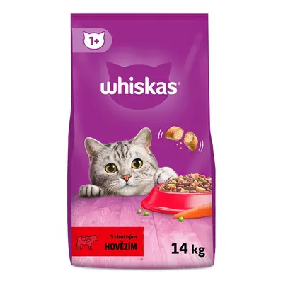 Whiskas granule s hovězím pro dospělé kočky 2x14kg