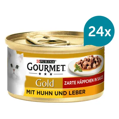 Gourmet Gold Jemné kousky kuřecí maso a játra 24 × 85 g