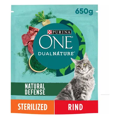 PURINA ONE Dual Nature pro kastrované kočky, hovězí se spirulinou, 650 g