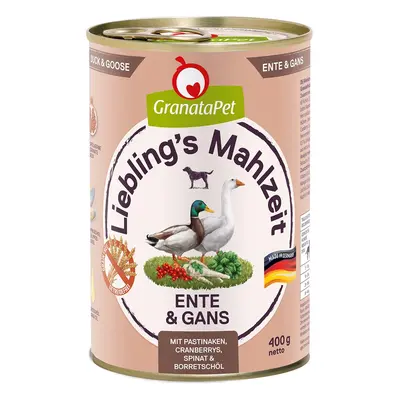 GranataPet Liebling‘s Mahlzeit s kachnou a husou 6 × 400 g