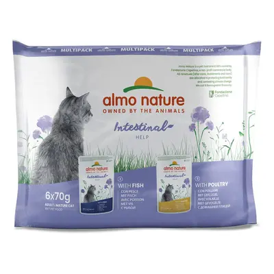 Almo Nature Holistic Digestive Help kombinované balení s rybami a drůbežím masem 6× 70 g