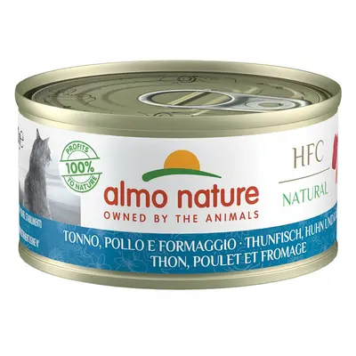 Almo Nature HFC tuňák, kuřecí maso a sýr 6× 70 g