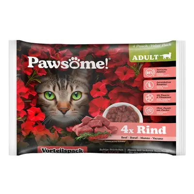 Pawsome Adult Flowpack hovězí maso, 4 × 85 g