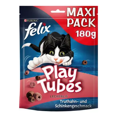 FELIX Play Tubes krůtí maso a šunka, pamlsky pro kočky 180 g