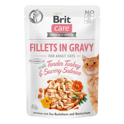 Brit Care Cat filety v omáčce s krocanem a lososem 6 × 85 g