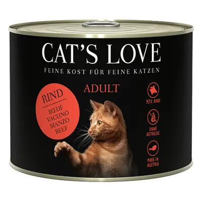 Cat's Love konzerva, čisté hovězí maso, světlicový olej a pampeliška 6× 200 g