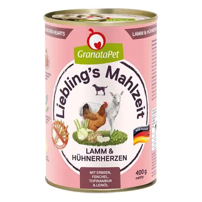 GranataPet Liebling’s Mahlzeit jehněčí maso a kuřecí srdce 6× 400 g