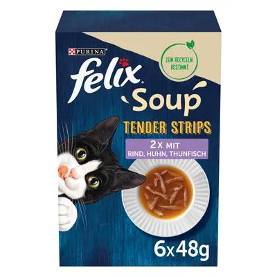 FELIX Soup Tender Strips rozmanitost chutí 6 × 48 g