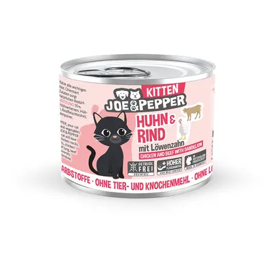 Joe & Pepper Cat Kitten kuřecí a hovězí maso s pampeliškou 6× 200 g