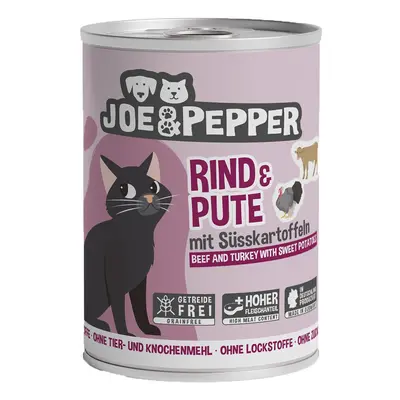 Joe & Pepper Cat hovězí a krůtí maso s batáty 6 × 400 g