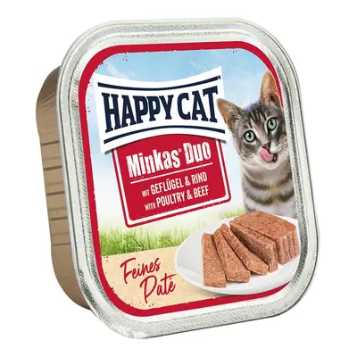 Happy Cat Minkas Duo Paté drůbež a hovězí 16 × 100 g