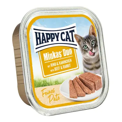 Happy Cat Minkas Duo paštika, hovězí a králík 16 × 100 g