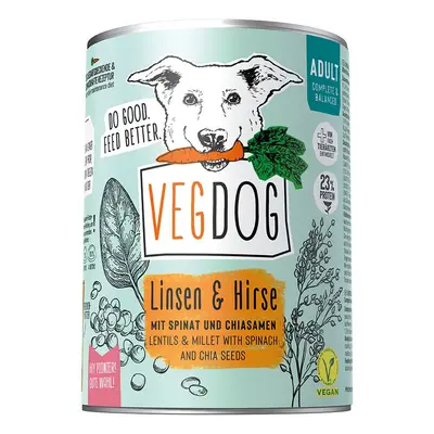 VEGDOG Adult čočka a jáhly 6 × 400 g