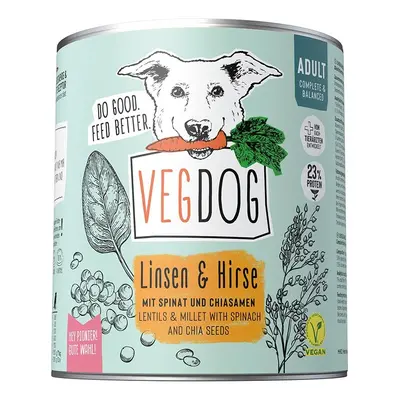 VEGDOG Adult čočka a jáhly 6 × 800 g