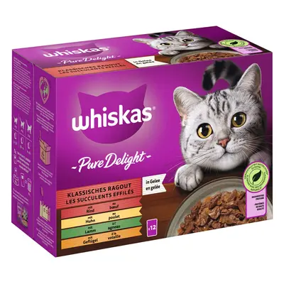 Whiskas Pure Delight Classic ragú v želé, kombinované balení, 12 × 85 g