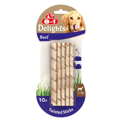 8in1 Delights Beef Twisted Sticks 10 kusů