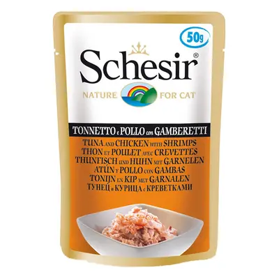 Schesir Cat tuňák a kuřecí s krevetami 30 × 50 g