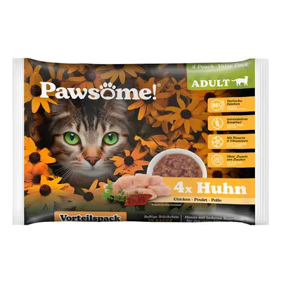 Pawsome Adult Flowpack kuřecí maso, 4 × 85 g