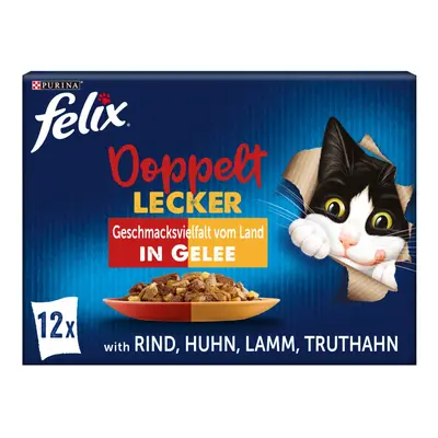 FELIX Doppelt Lecker chutná tak dobře, jak vypadá. Pochoutka v želé z venkova, 12 × 85 g