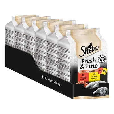 Sheba Fresh & Fine v omáčce s hovězím a kuřecím masem 6× 50 g