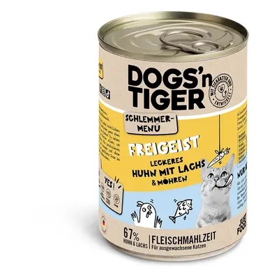 Dogs'n Tiger Freigeist menu pro gurmány, kuře, losos a mrkev 6 × 400 g