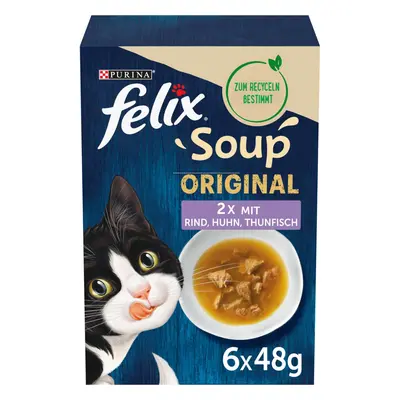 FELIX Soup různé druhy hovězí maso, kuřecí maso a tuňák 48 × 48 g