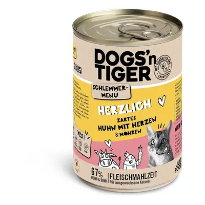 Dogs'n Tiger Herzlich menu pro gurmány, kuře a mrkev 6 × 400 g