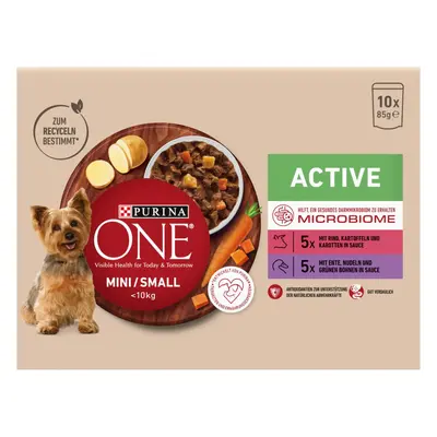 PURINA ONE MINI < 10 kg Active kombinované balení, 10 × 85 g