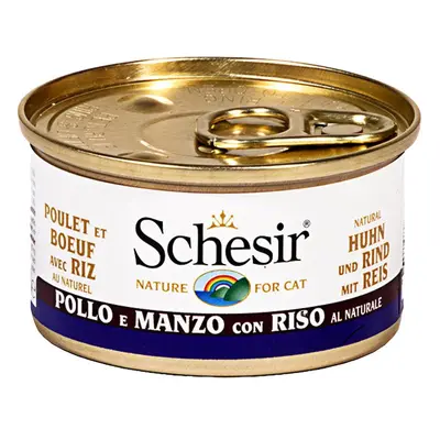 Schesir Natural kuřecí a hovězí maso s rýží 24× 85 g