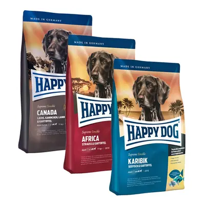 Happy Dog kombinované balení, bez obilovin 3 × 4 kg