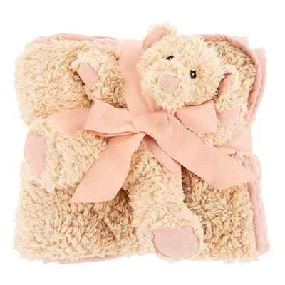 Scruffs Cosy sada deka pro psy a medvídek Teddy Růžově červená