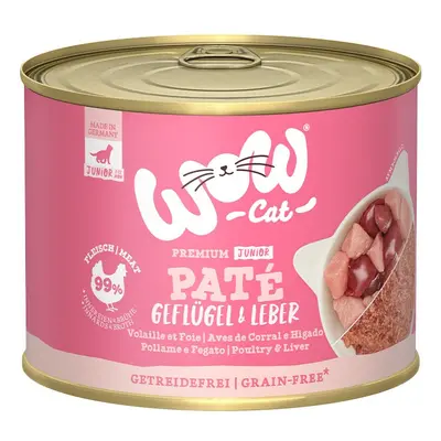 WOW CAT Junior drůbež a játra 6× 200 g