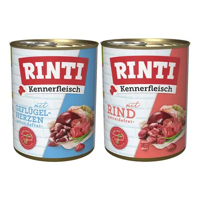 Rinti Kennerfleisch mix hovězí maso a drůbeží srdce 24× 800 g