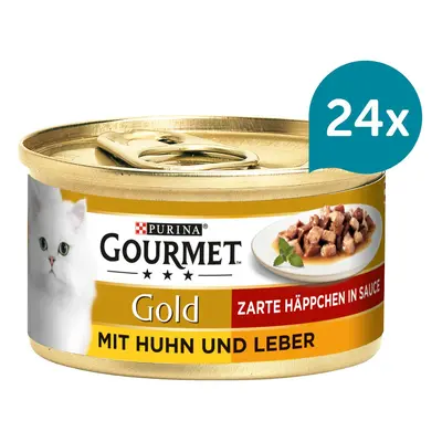 Gourmet Gold Jemné kousky kuřecí maso a játra 24 × 85 g