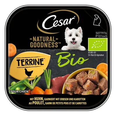 Cesar Natural Goodness Bio s kuřecím masem, hráškem a mrkví 16 × 100 g