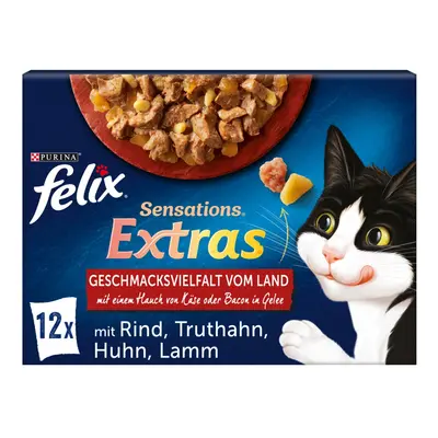 FELIX Sensations Extras v želé výběr z venkova, 12 × 85 g