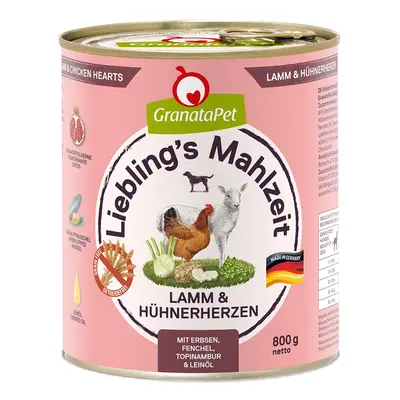 GranataPet Liebling’s Mahlzeit jehněčí maso a kuřecí srdce 6× 800 g