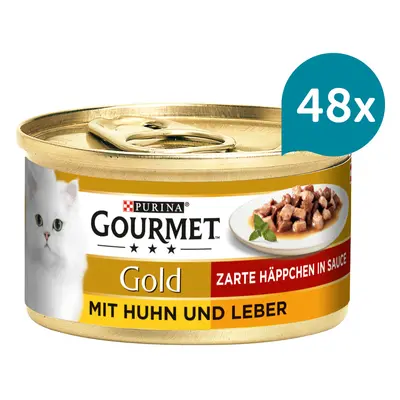 Gourmet Gold Jemné kousky kuřecí maso a játra 48 × 85 g