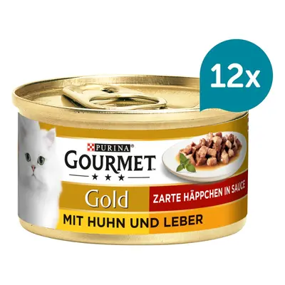 Gourmet Gold Jemné kousky kuřecí maso a játra 12 × 85 g