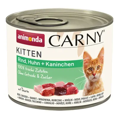 Animonda Carny Kitten hovězí, kuřecí a králičí maso 24 × 200 g