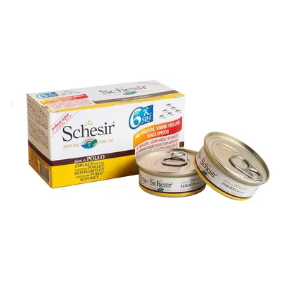 Schesir Cat s kuřecím masem a rýží natural multipack, 6 x 50 g